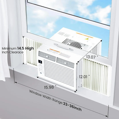 Quiet Window Air Conditioner 6000/10,000/1,2000 BTU, Window AC Unit Cooling Room 450sq.ft
