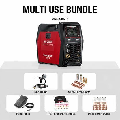 Arccaptain MIG205MP All-in-One Pulse MIG Welder and Cutter Combo