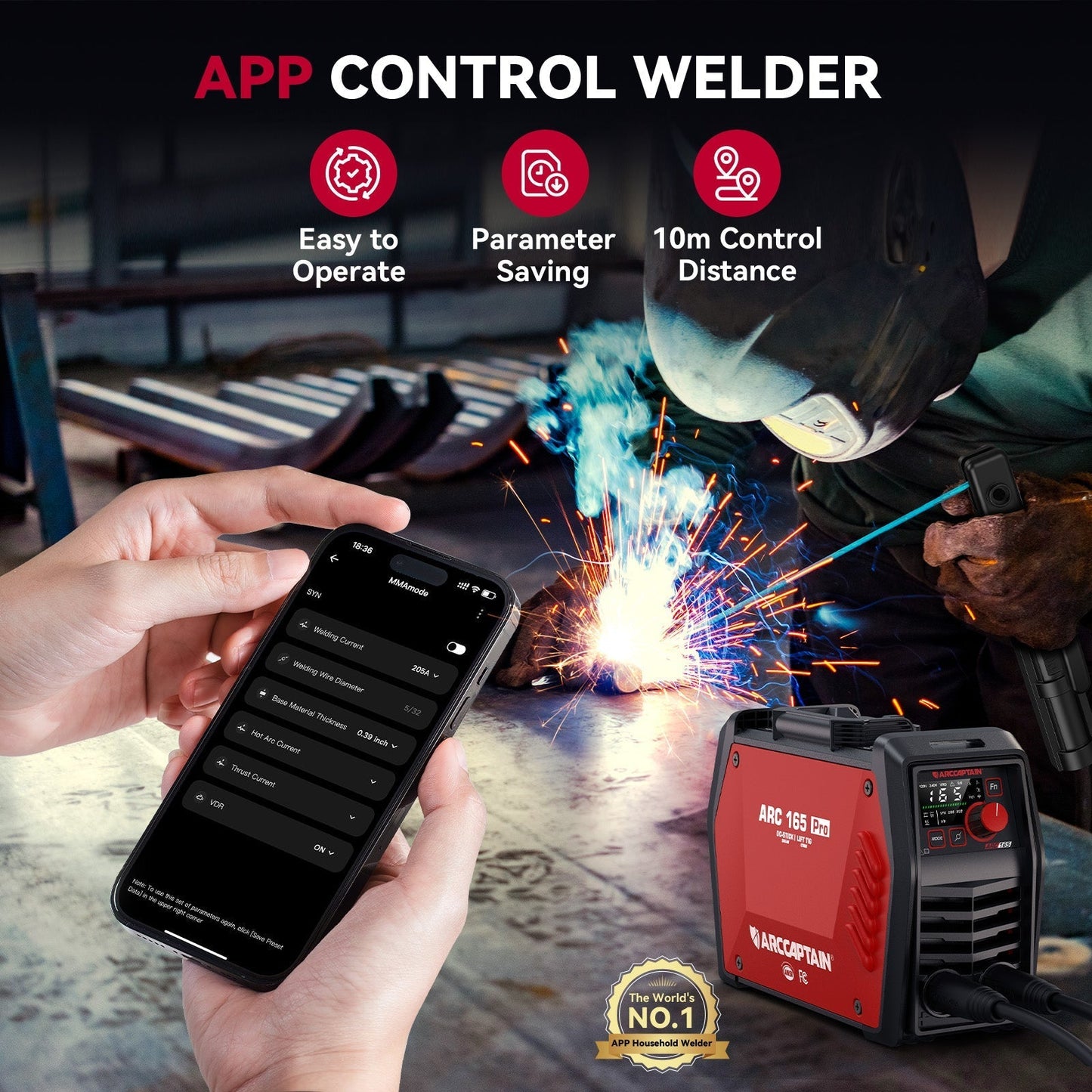 Arccaptain iControl ARC165 PRO Advanced SYN Stick and Lift TIG Welder
