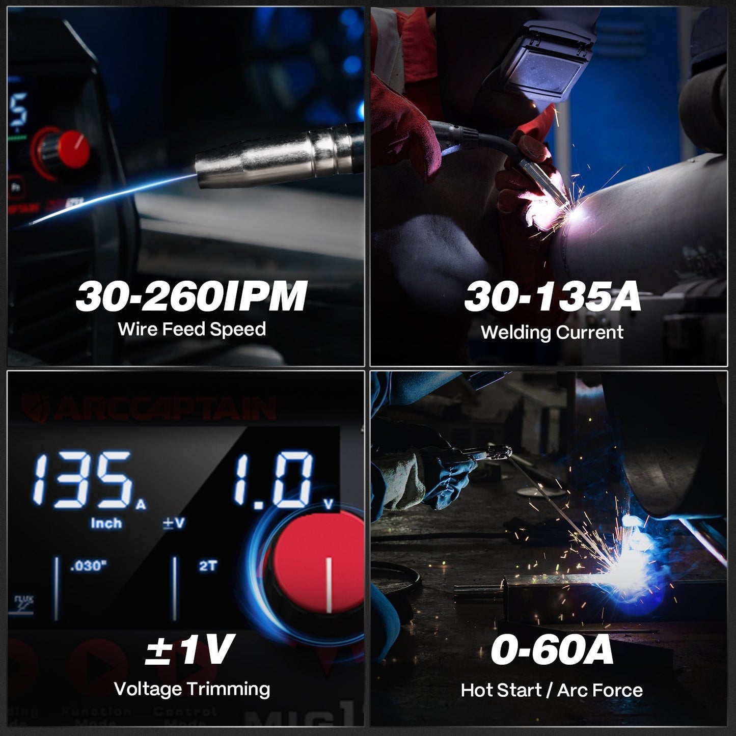 Arccaptain MIG135 Three in One 110V Gasless MIG Welder