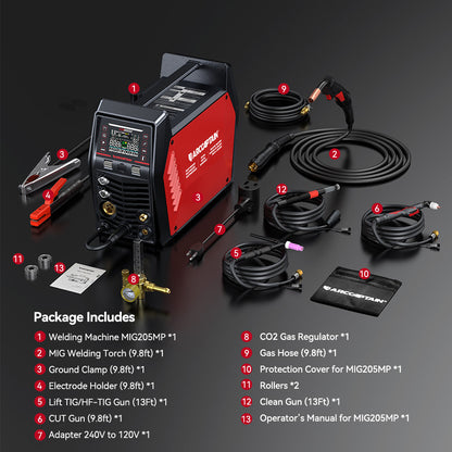 Arccaptain MIG205MP All-in-One Pulse MIG Welder and Cutter Combo