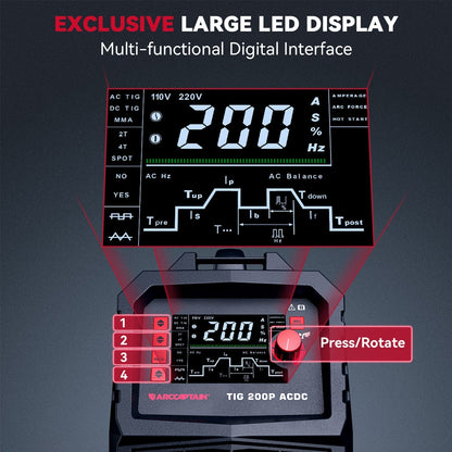 Arccaptain TIG200P AC DC Multi Process Pulse TIG Aluminum Welder